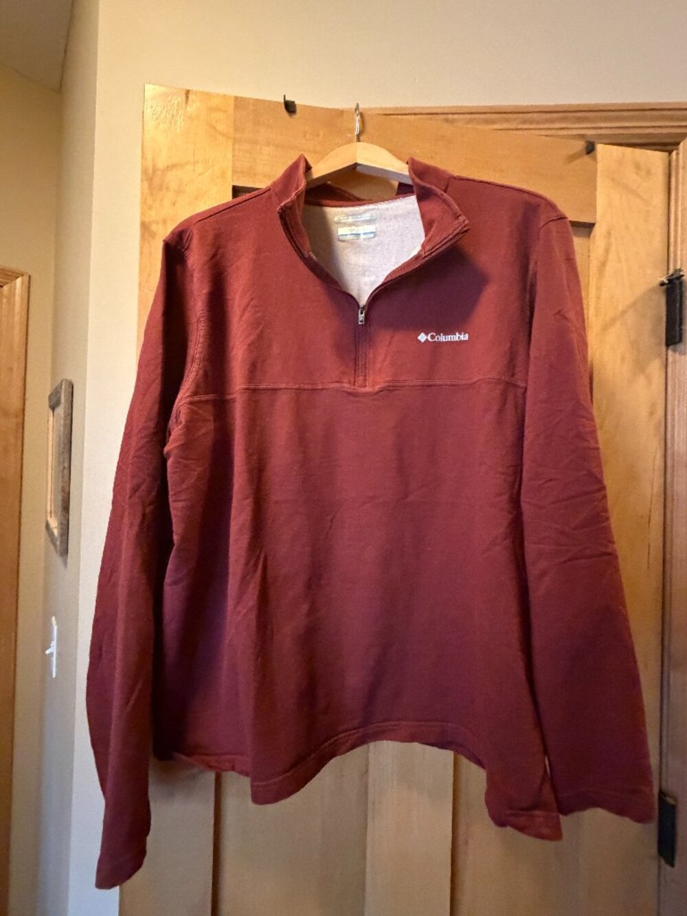 Columbia Sweatshirt, Men's Size XXL, Maroon, 1/4 Zip, Omni Wick